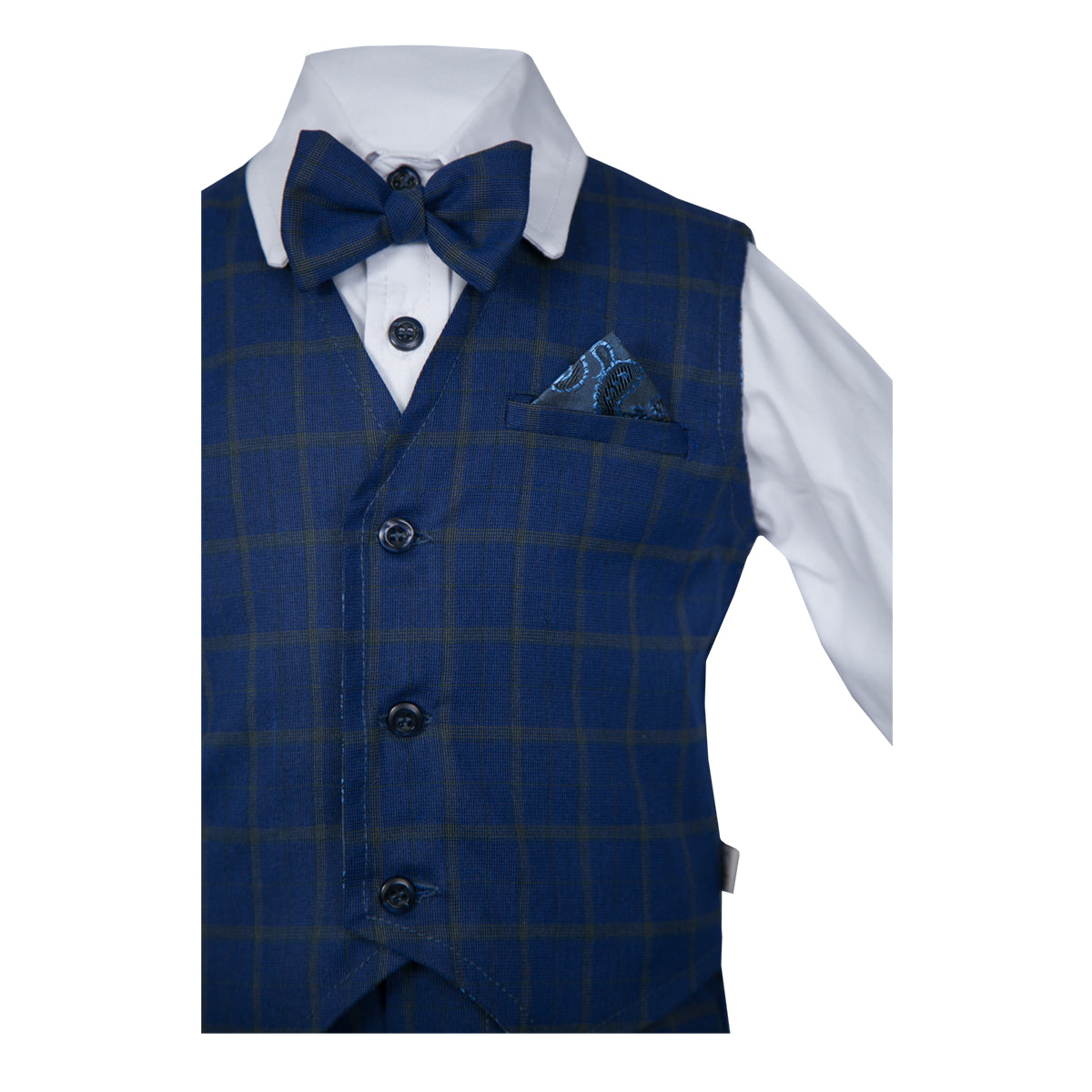 Traje Andrés, para ceremonia #11004 Cuadros grandes Azul Rey