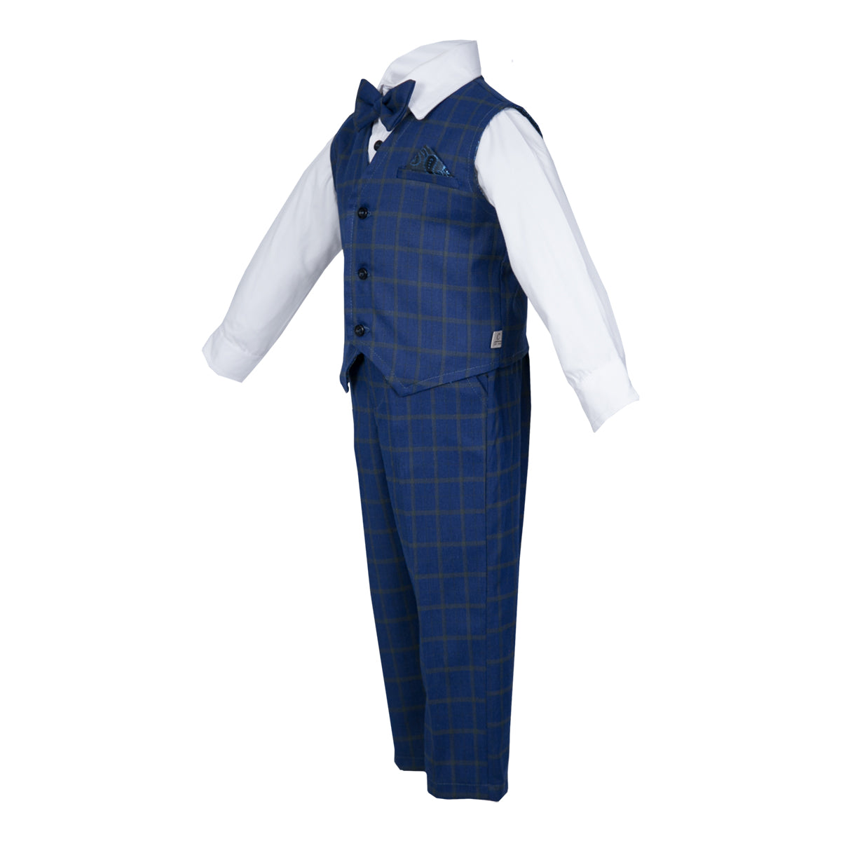 Traje Andrés, para ceremonia #11004 Cuadros grandes Azul Rey