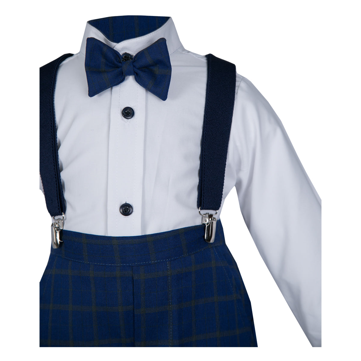 Traje Rio, para ceremonia con boina # 11008 Cuadros grande Azul Rey