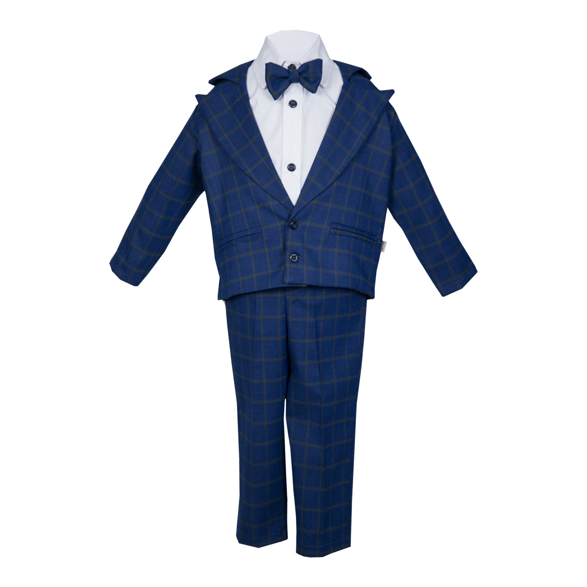 Traje Alonso, para Ceremonia #11003 Cuadros Grandes Azul Rey