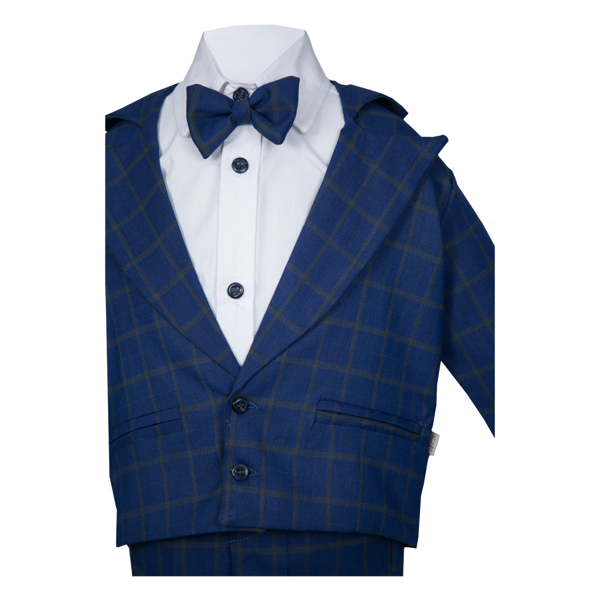 Traje Alonso, para Ceremonia #11003 Cuadros Grandes Azul Rey