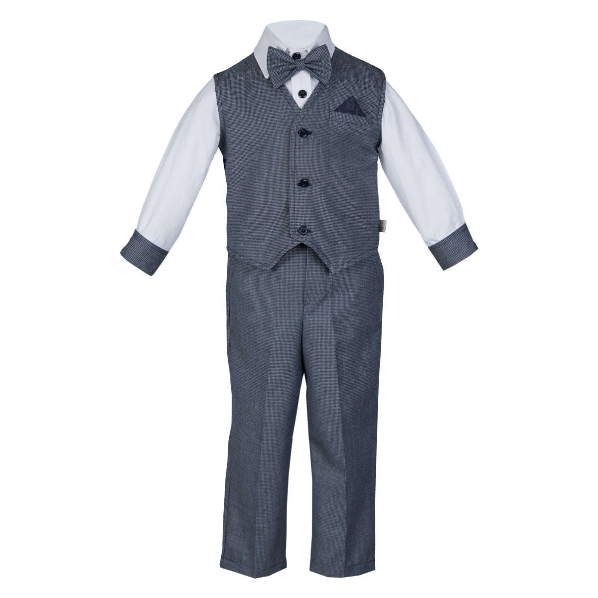 Traje Matías, para ceremonia #11004 Cuadros chicos Azul Marino