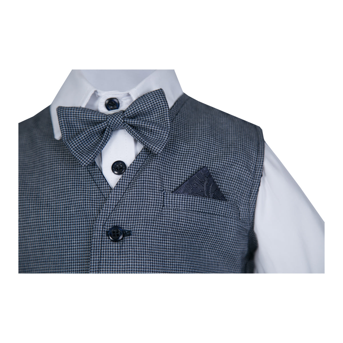 Traje Matías, para ceremonia #11004 Cuadros chicos Azul Marino