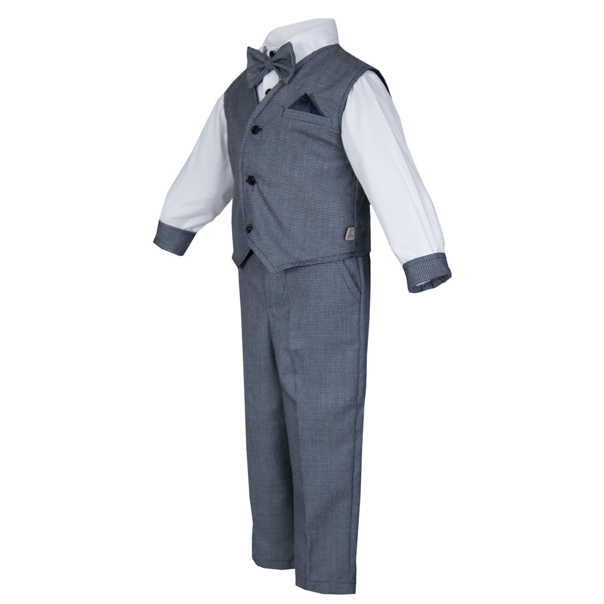 Traje Matías, para ceremonia #11004 Cuadros chicos Azul Marino