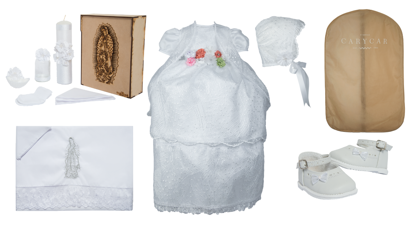 Ropón ropon desmontable portaropon zapatitos bautizo ceremonia sabana kit vela