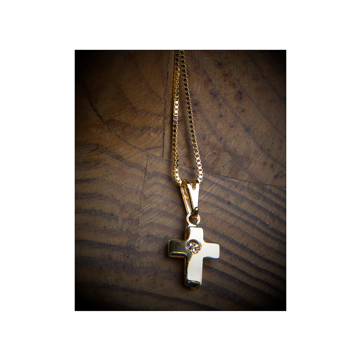 medalla cadena chapa de oro cruz bautizo