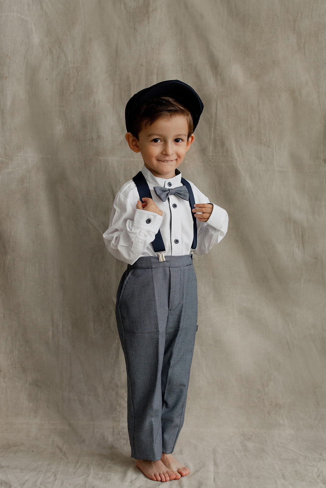 Traje Mariano, para ceremonia con boina # 11008 Cuadros chico Azul Marino