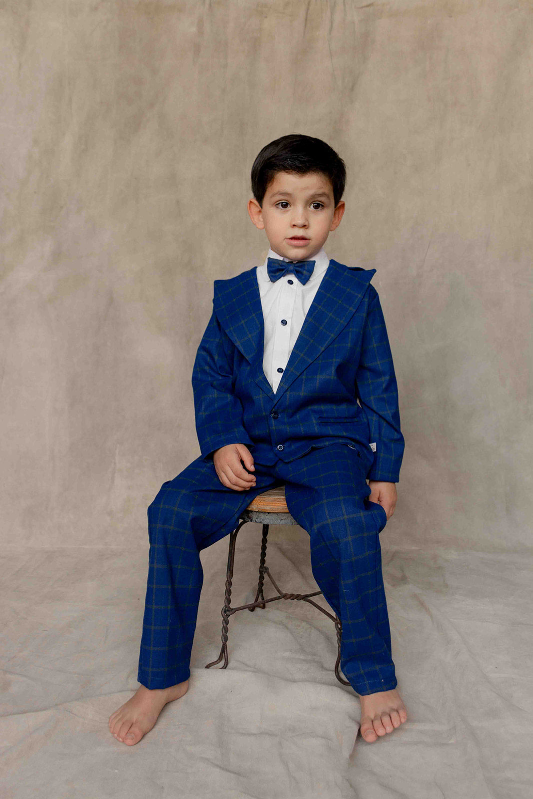 Traje Alonso, para Ceremonia #11003 Cuadros Grandes Azul Rey