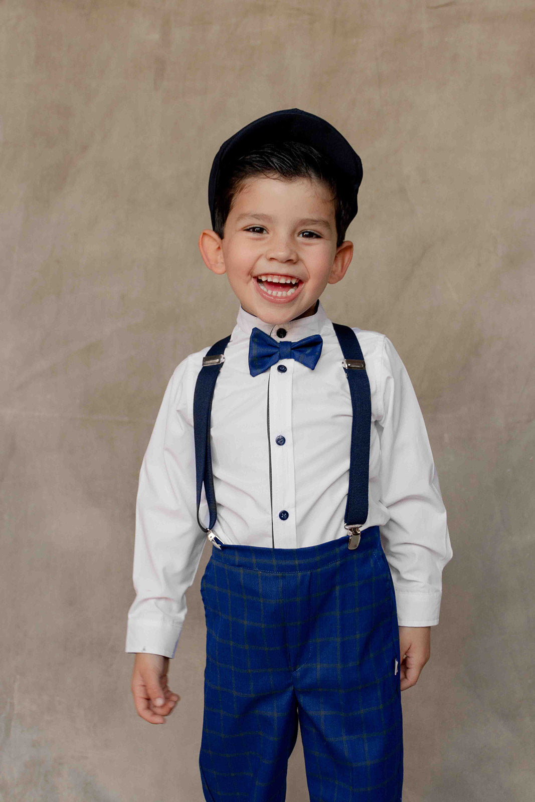 Traje Rio, para ceremonia con boina # 11008 Cuadros grande Azul Rey