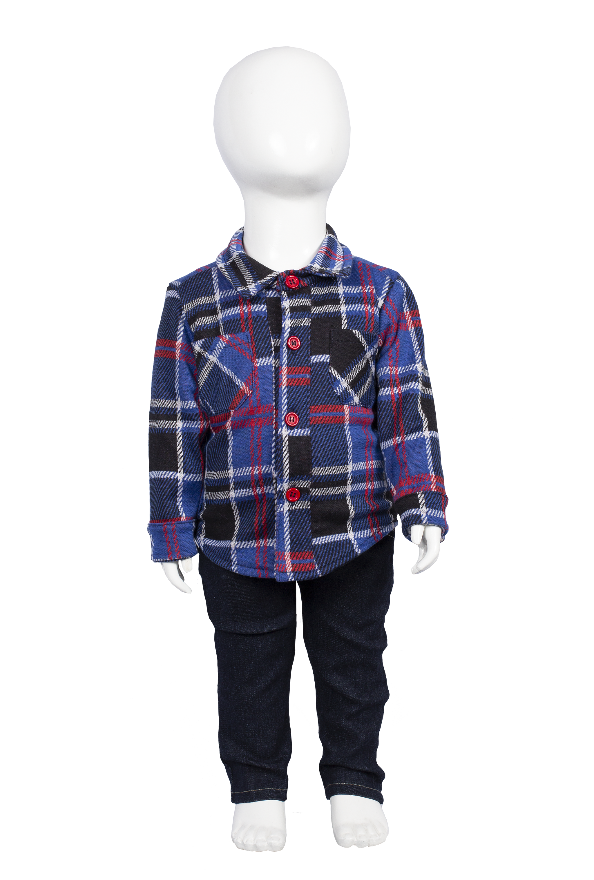 Chamarra cuadros con jeans Modelo #5013