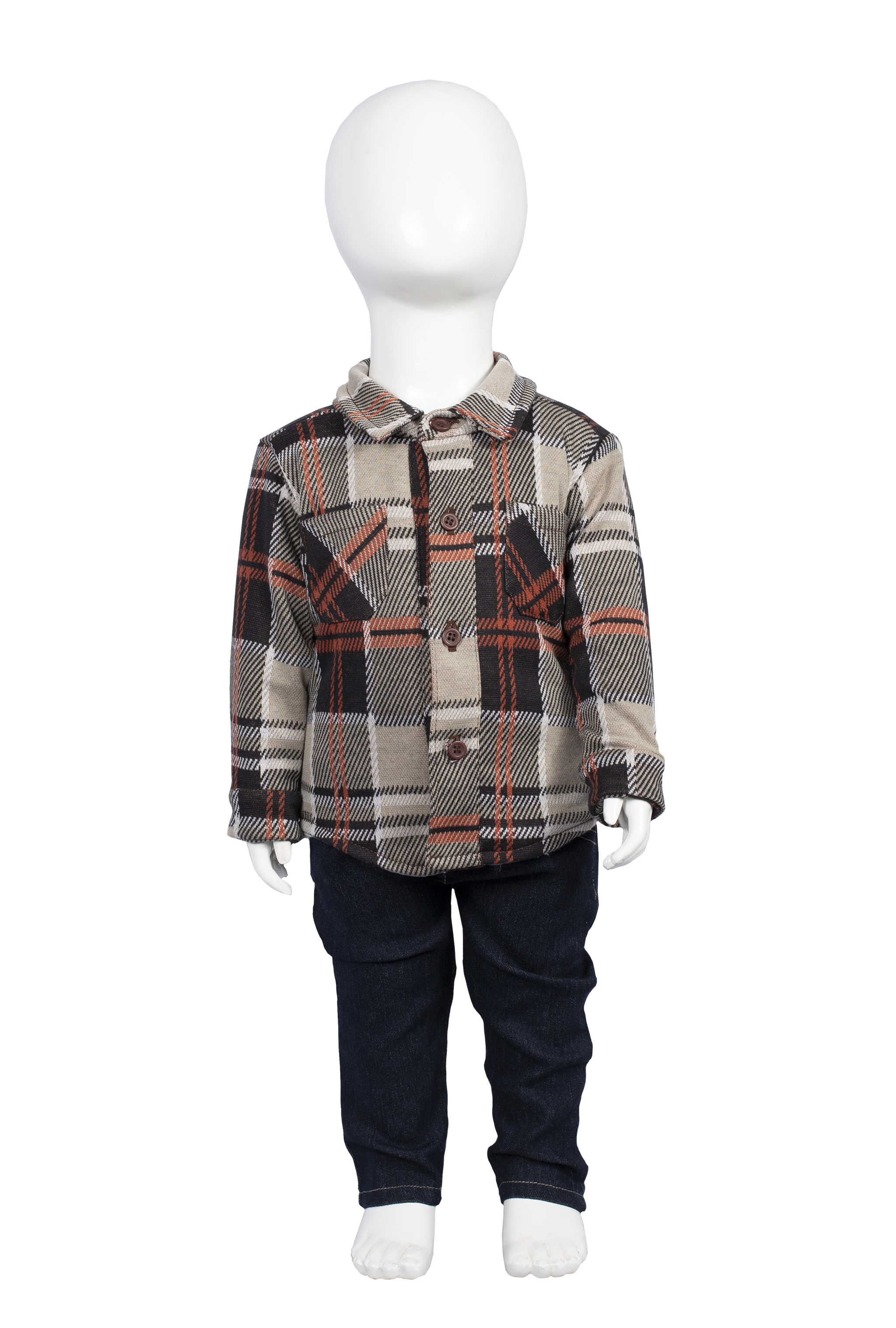 Chamarra cuadros con jeans Modelo #5013