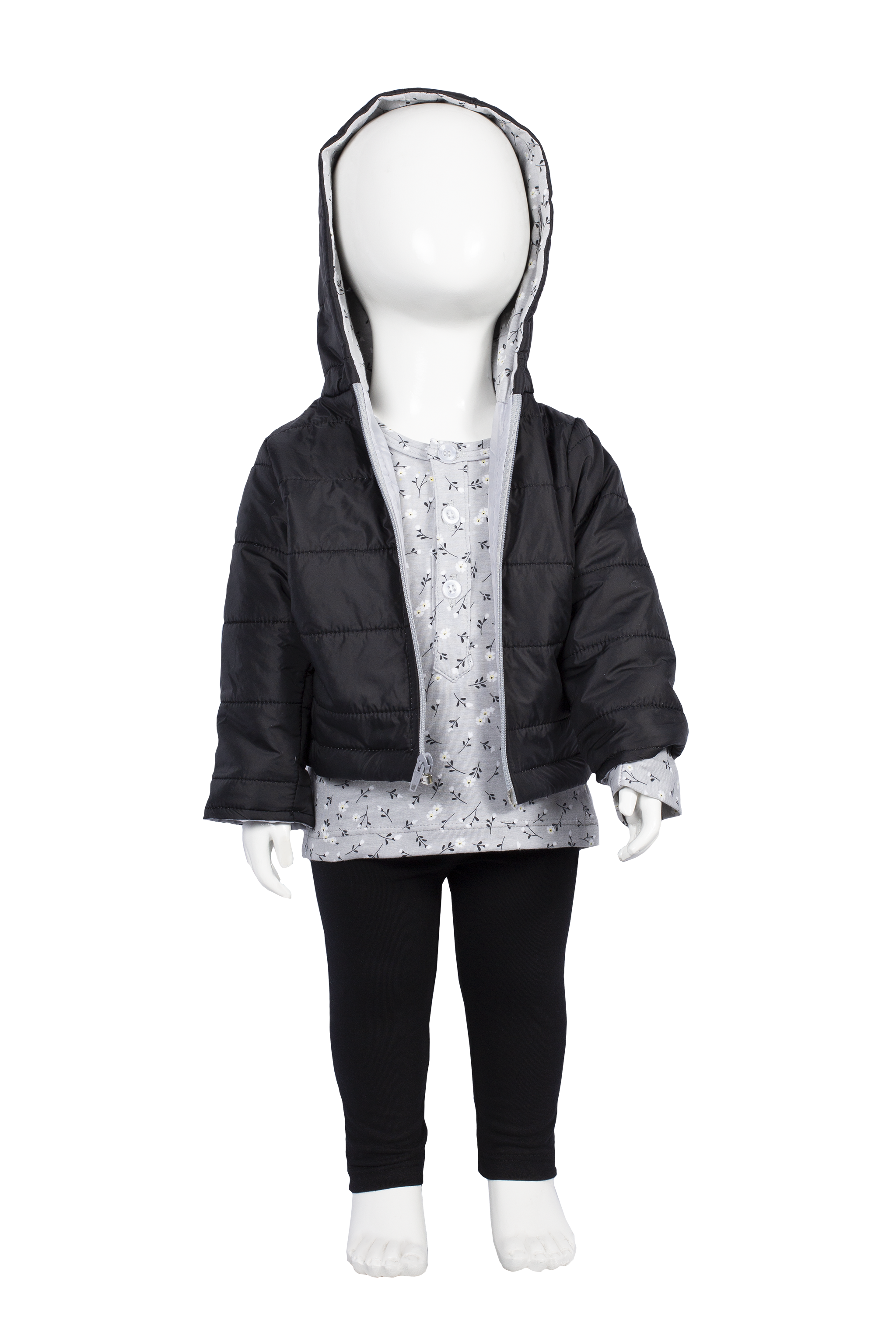 Conjunto de chamarra con playera de flores y leggins Modelo # 5016