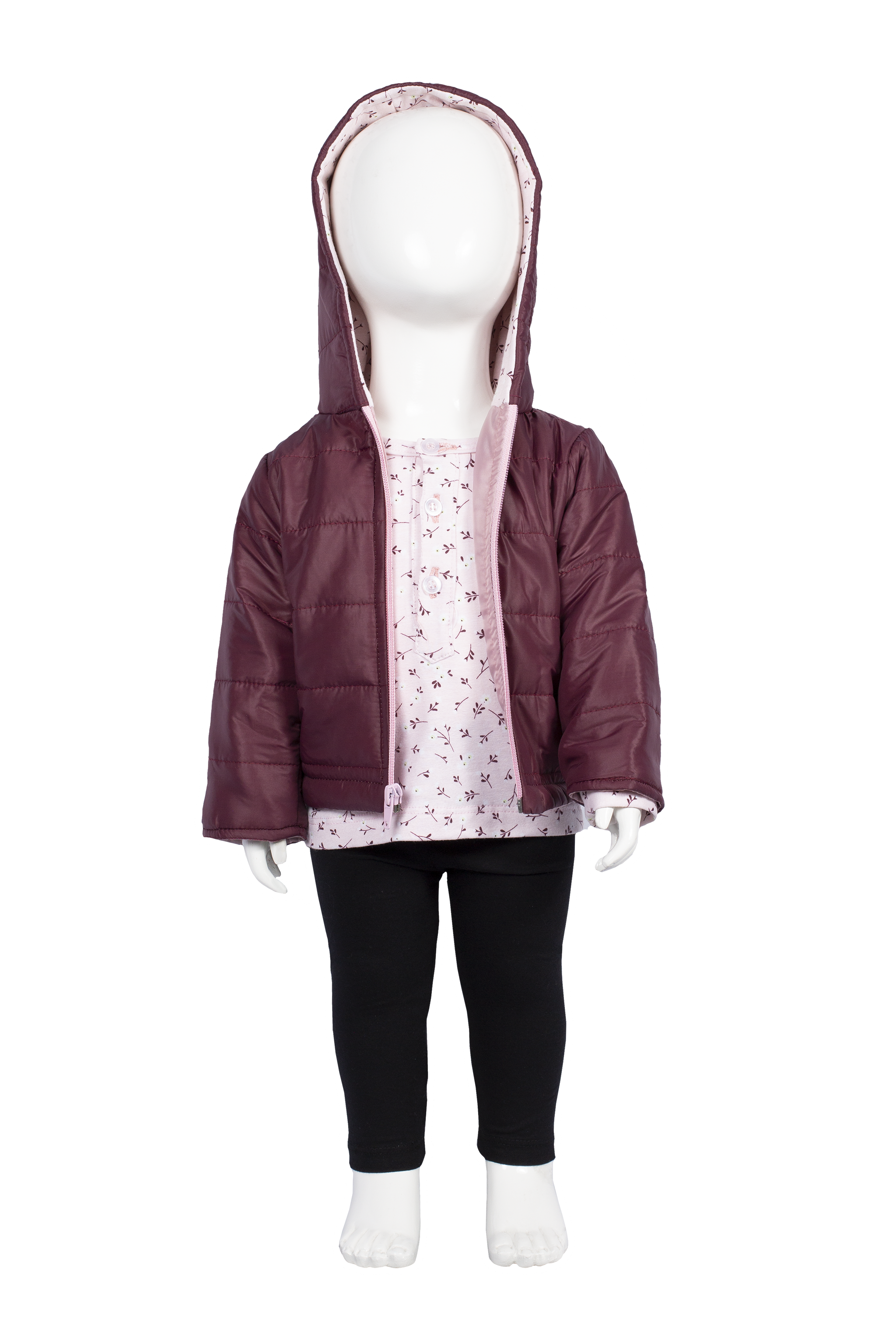 Conjunto de chamarra con playera de flores y leggins Modelo # 5016