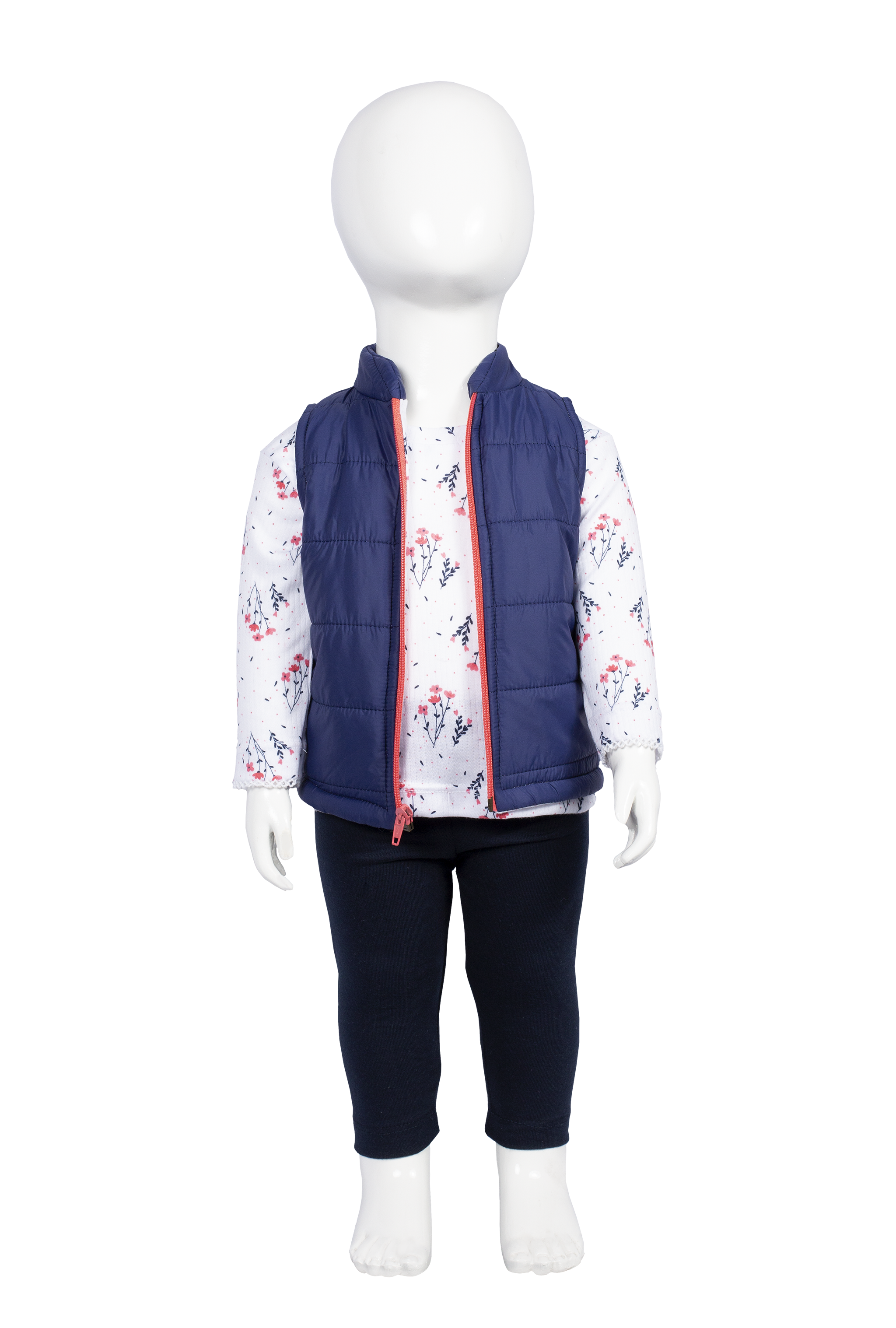 Conjunto de chaleco con playera de flores y leggins Modelo # 5017