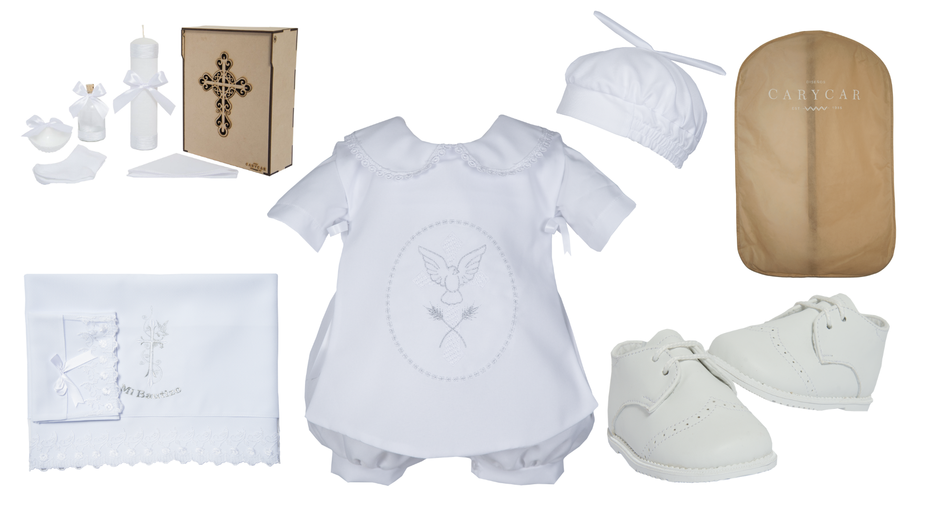 Kit de Bautizo Niño Modelo 10011 Paloma