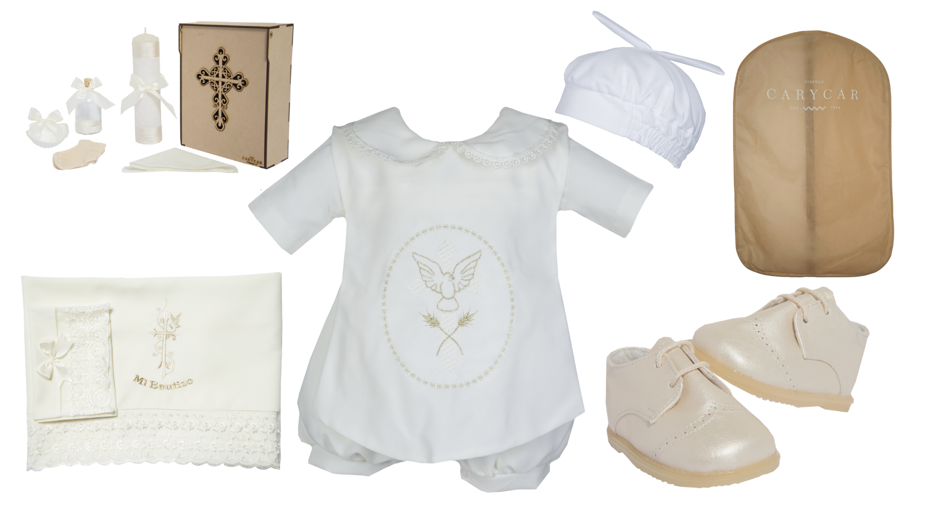 Kit de Bautizo Niño Modelo 10011 Paloma
